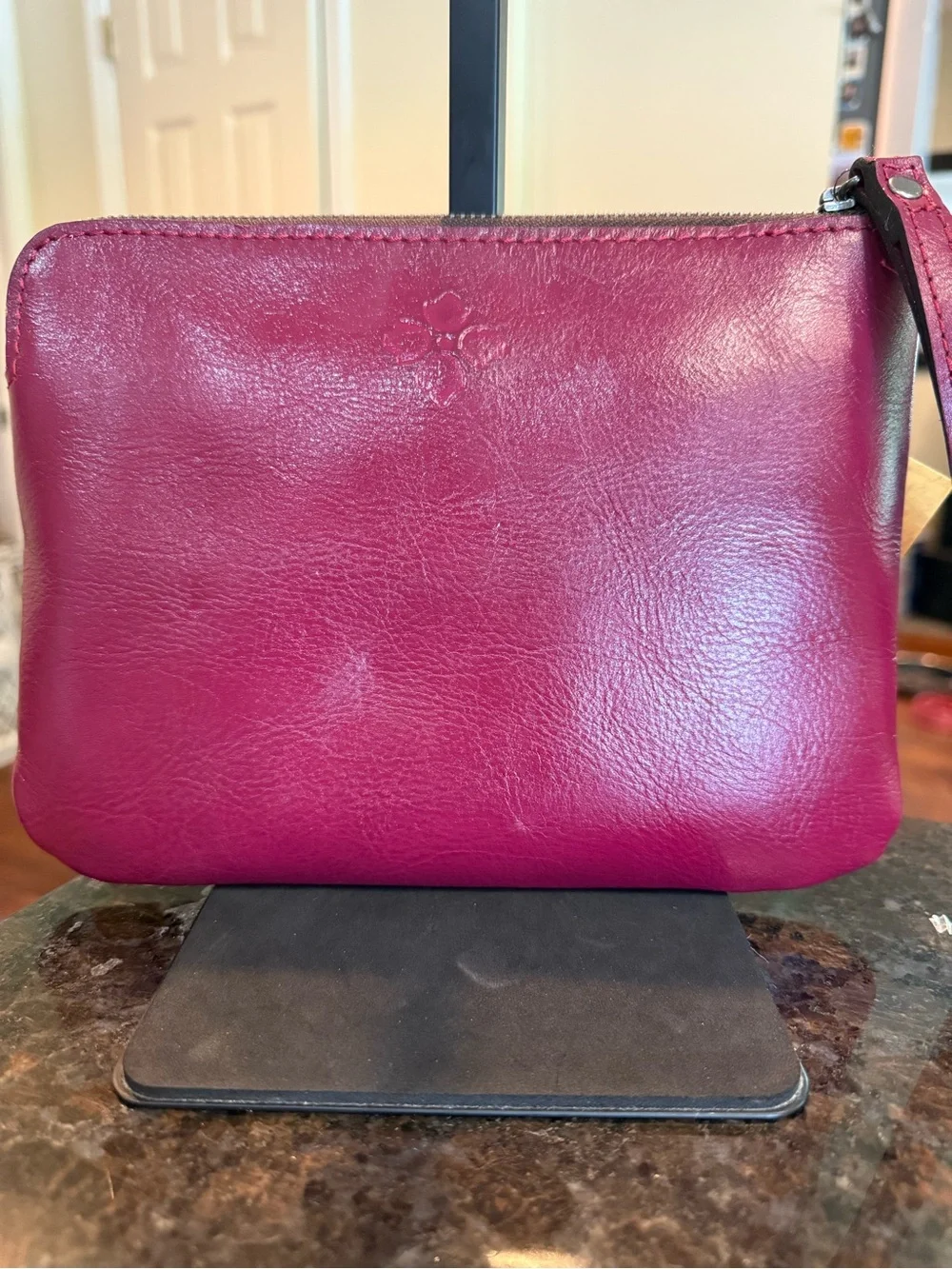 Patricia Nash Embossed Leather Wristlet Clutch - Magenta